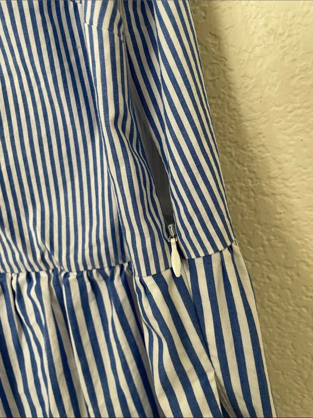 J. Crew Blue & White Striped Sleeveless Tiered Dress cottage core 2 cotton - Picture 3 of 6
